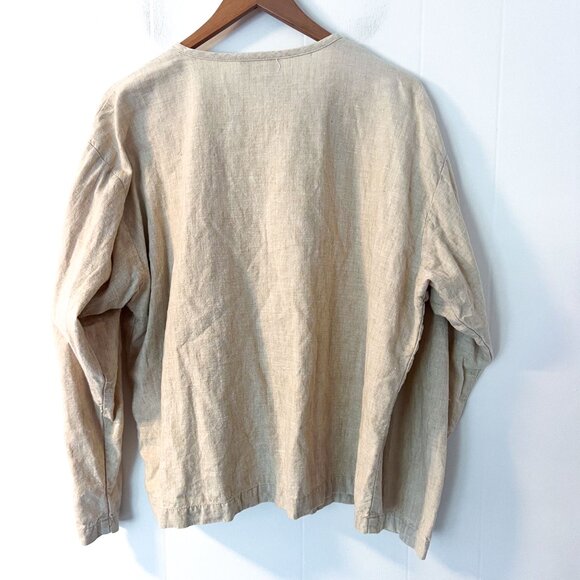 Mishi Wearable Linen Blend Natural Button Jacket boxy Lagenlook Large - Picture 4 of 9